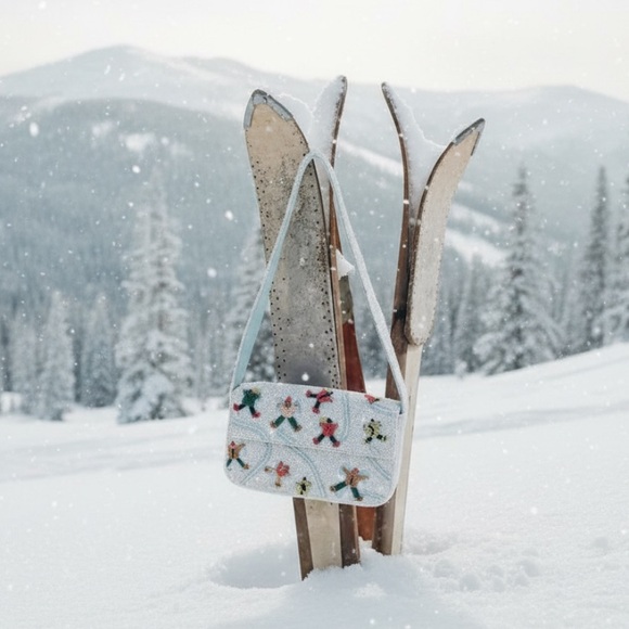 Anthropologie Handbags - Anthropologie The Fiona Beaded Bag Winter Edition Snow Angels